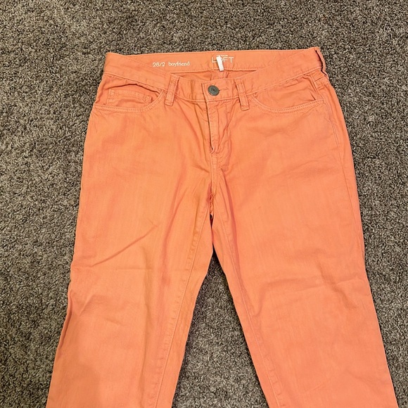 ANN TAYLOR LOFT Boyfriend Jeans Denim Pink Peach Colored Roll Up Cuffed Sz 26/2 - Picture 2 of 9